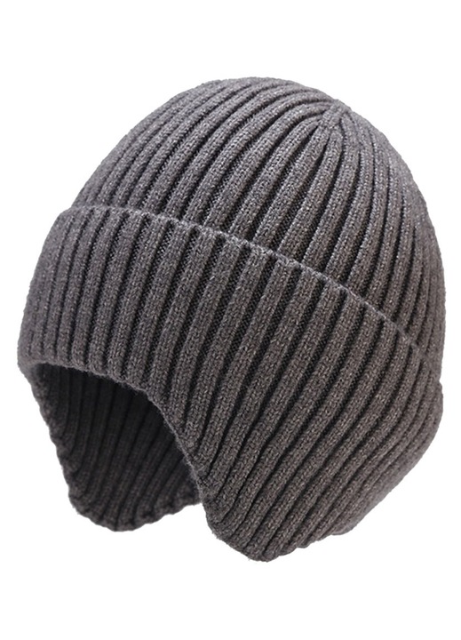 Caciula iarna barbati cu protectie urechi, elastica, captuseala confortabila, negru