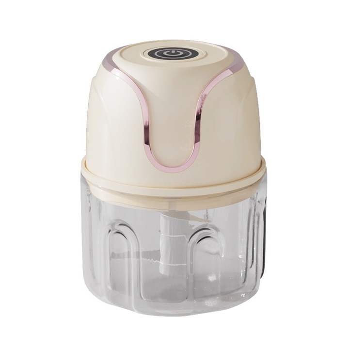 Elektromos mixer, 350 ml, 45 W, mini, hordozható, levehető húsdaráló tartozékkal, újratölthető, ORBER, fokhagyma gyors tisztításához, háztartási használatra, ABS + üveg, 20 × 11 × 8,3 cm, fehér