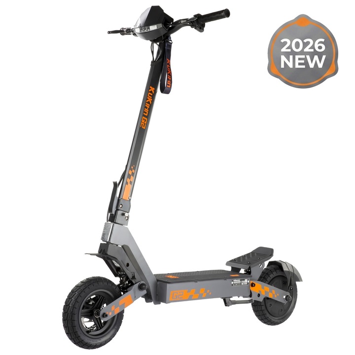 Trotineta electrica pliabila KuKirin G2 2026, Motor 800W Max, Viteza maxima 45km/h, Autonomie 55Km, Acumulator 48V 15Ah, Roti 10 inch, Aparatoare noroi, Negru