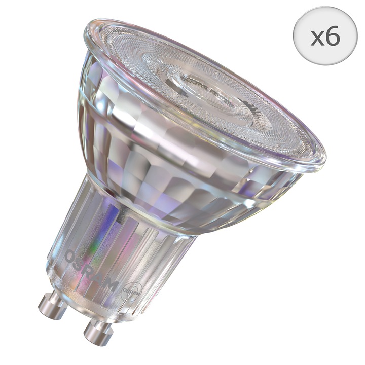 OSRAM Par16 50 izzókészlet, GU10, 3,7 W (50 W), semleges fény (4000 K), E energiaosztály, 6 db