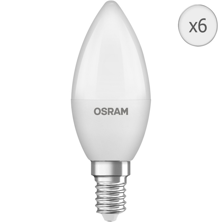 OSRAM Star izzókészlet, B60, E14, 7,5 W (60 W), 806 lm, hideg fény (6500 K), F energiaosztály, 6 db