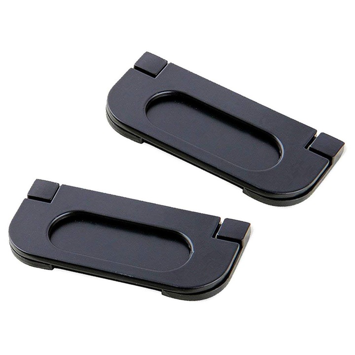 2 db süllyesztett fogantyú készlet, ötvözet, fekete, 12x3cm
