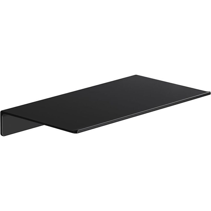 Lebegő fali polc, alumínium fém polc, fúrás nélküli vagy csavaros rögzítés, matt felület, fekete, 20.3 cm