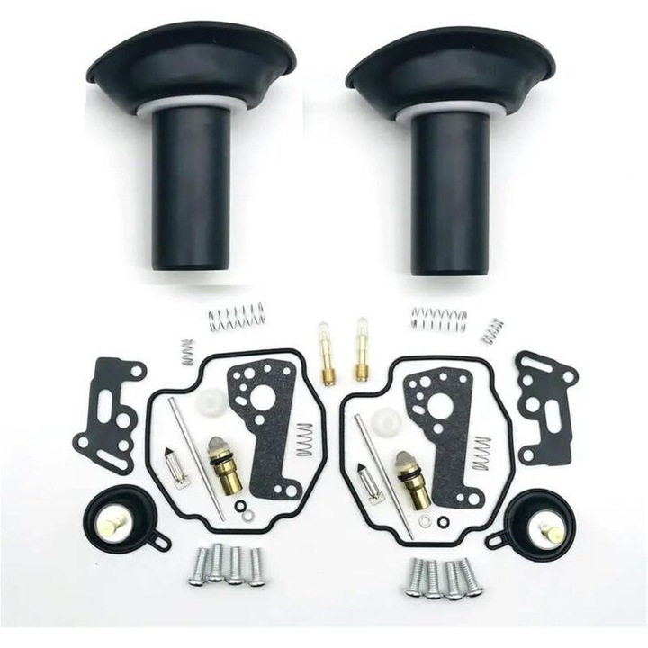 Kit reparare carburator Yamaha Virago 535 XV535, set reparatii complet cu garnituri si diafragme piston, piese de schimb, Negru, 1 set