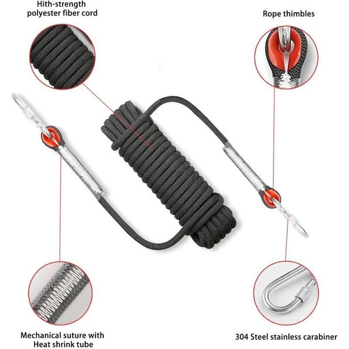 Hegymászó kötél 83.3cm nylon ellenálló 10.5mm átmérő