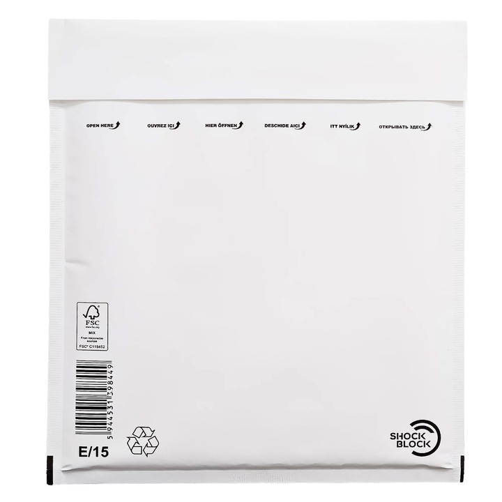 Plicuri cu bule de aer, GPV, E/15, 240x275mm, 100 buc, alb