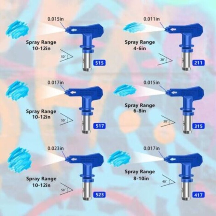 Set 6 duze reversibile airless, capace protectie, multicolor, universal
