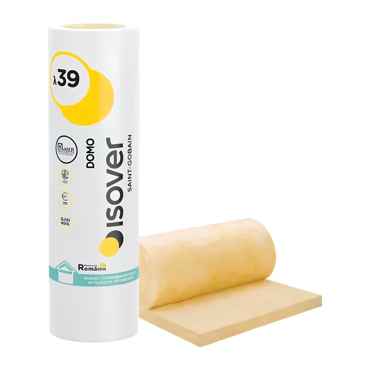 Vata minerala de sticla cu aluminiu Isover Domo ALU, 100 mm, 9 mp