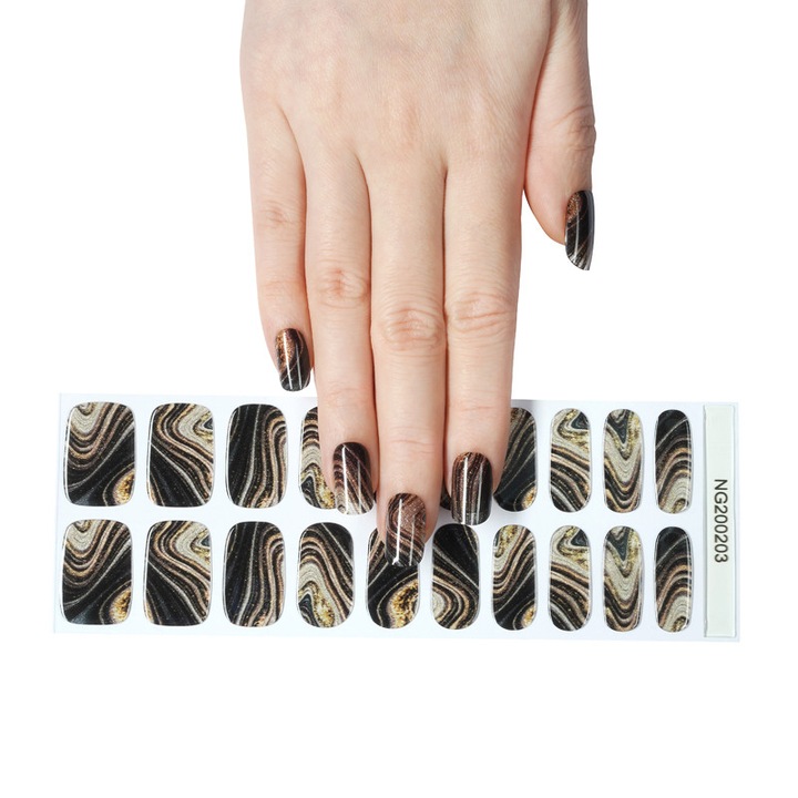Set 20 Benzi din gel semipermanent Beckies Glam, Stickere din gel UV, Oja semipermanenta tip banda, NG200203