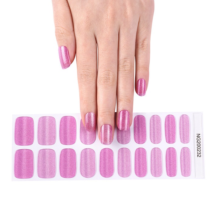 Set 20 Benzi din gel semipermanent Beckies Glam, Stickere din gel UV, Oja semipermanenta tip banda, NG200232