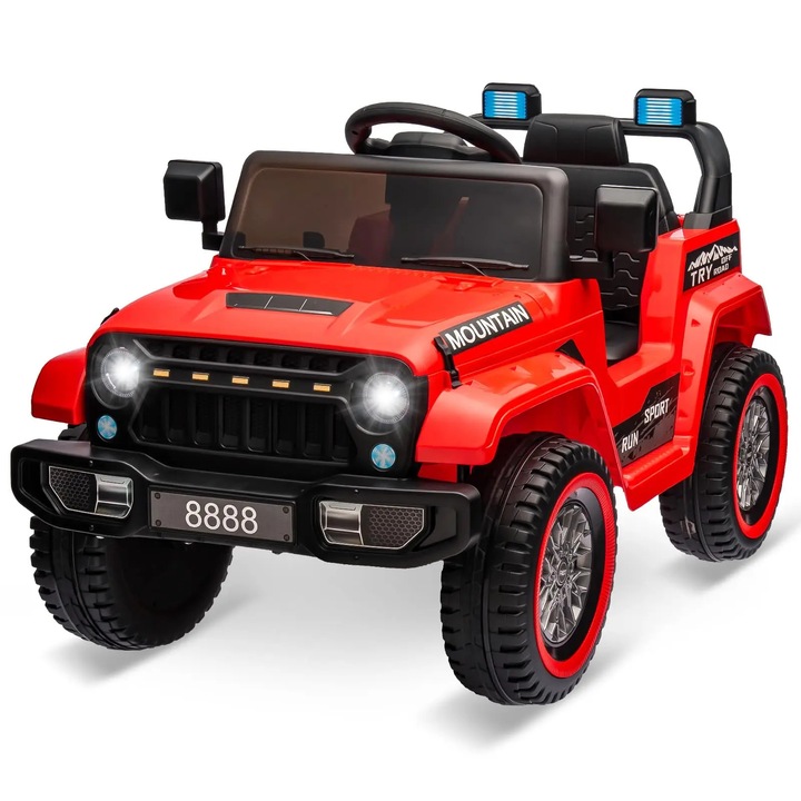 Elektromos autó 12V, Teherautó ride-on, 2x35W motorok, távirányító, akár 5 km/h, zenelejátszó, 14+ év, Piros