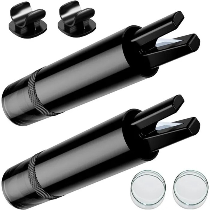 Ciocan de siguranta / spargator geamuri auto 2 in 1, cu taietor de centura, cu capac transparent, Negru