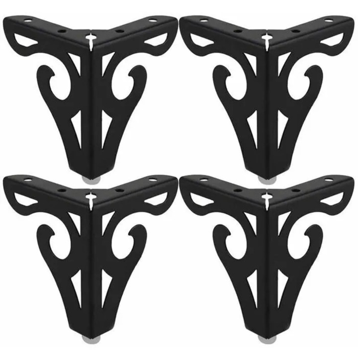 Picioare pentru masuta de cafea, picioare mobilier, stil european, din fier, pentru montaj DIY, cu suruburi, negru, 4 bucati, 10 cm