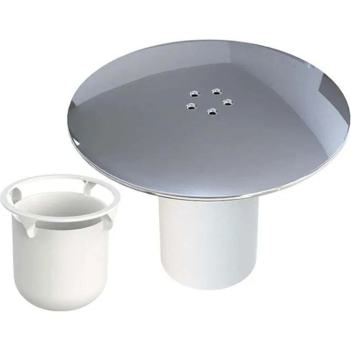 Capac scurgere pentru dus, dop scurgere, diametru 90 mm, debit mare, cu insert colector din plastic, crom/alb, 1 buc