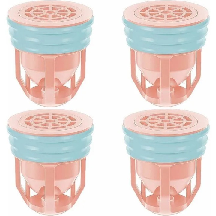 Sifon de pardoseala din PVC, cu sita filtranta, anti-par, grila de dus, roz/albastru, 4 bucati