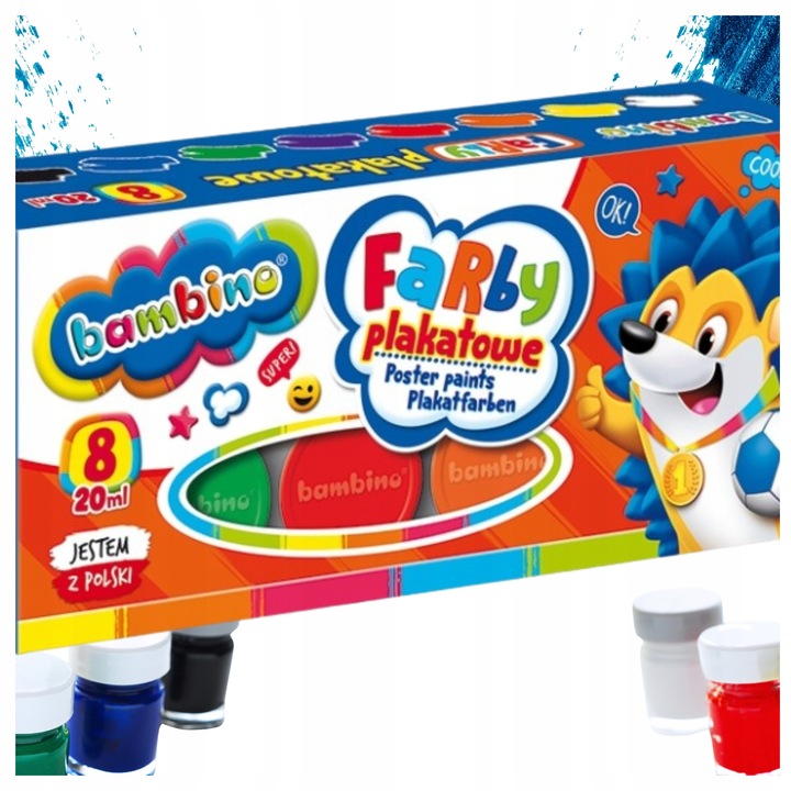 Bambino 8 db-os poszterfesték készlet, gyermekeknek, intenzív színek, dörzsölésálló, többszínű