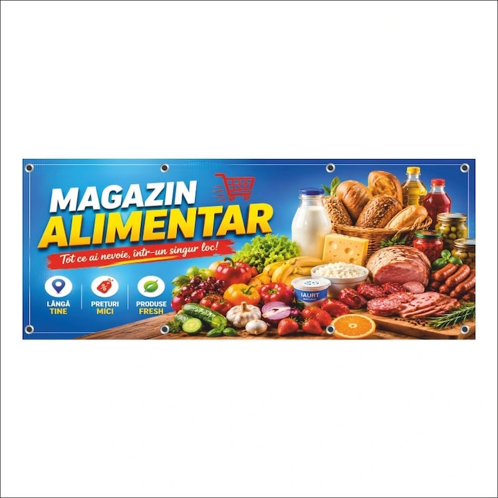 Banner MEDIA, "Magazin alimentar" model3, 200 x 80 cm, de exterior