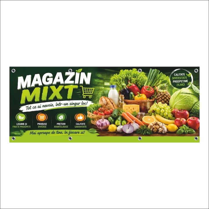 Banner MEDIA, "Magazin mixt" model7, 200 x 80 cm, de exterior