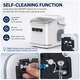 Masina de Cuburi de Gheata, 2Dimensiuni de Cuburi, Producere Rapid 12 kg/24h, timp de productie 6.Rezervor 1.4L. Compact, portabil, silentios, Curatare automata.Potrivit pentru bucatarii, birouri, camping, calatorii si petreceri.Cu lopata si cos, Alb