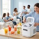 Masina de Cuburi de Gheata, 2Dimensiuni de Cuburi, Producere Rapid 12 kg/24h, timp de productie 6.Rezervor 1.4L. Compact, portabil, silentios, Curatare automata.Potrivit pentru bucatarii, birouri, camping, calatorii si petreceri.Cu lopata si cos, Alb