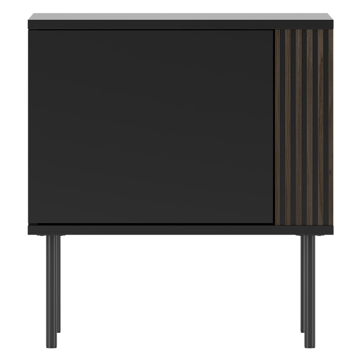 Noptiera 1D 53 Kebrex 04, MIRJAN 24, negru + nuc, 39x53x57 cm