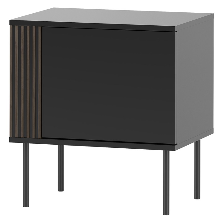 Noptiera 1D 53 Kebrex 06, MIRJAN 24, negru + nuc, 39x53x57 cm