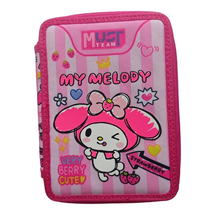 Felszerelt tolltartó 2 cipzárral 15x5x21cm My Melody 24/doboz, Must