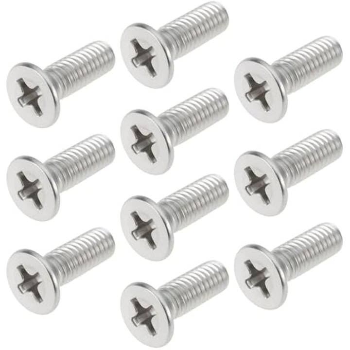 Set 10 bucati, Suruburi M4x12x0.7 pentru capac rezervor frana fata, otel inoxidabil 304, rezistente la coroziune si la lichid de frana, argintiu