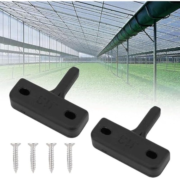 Set 2 cleme plastic negre pentru ferestre sera, rezistente, 10x2cm