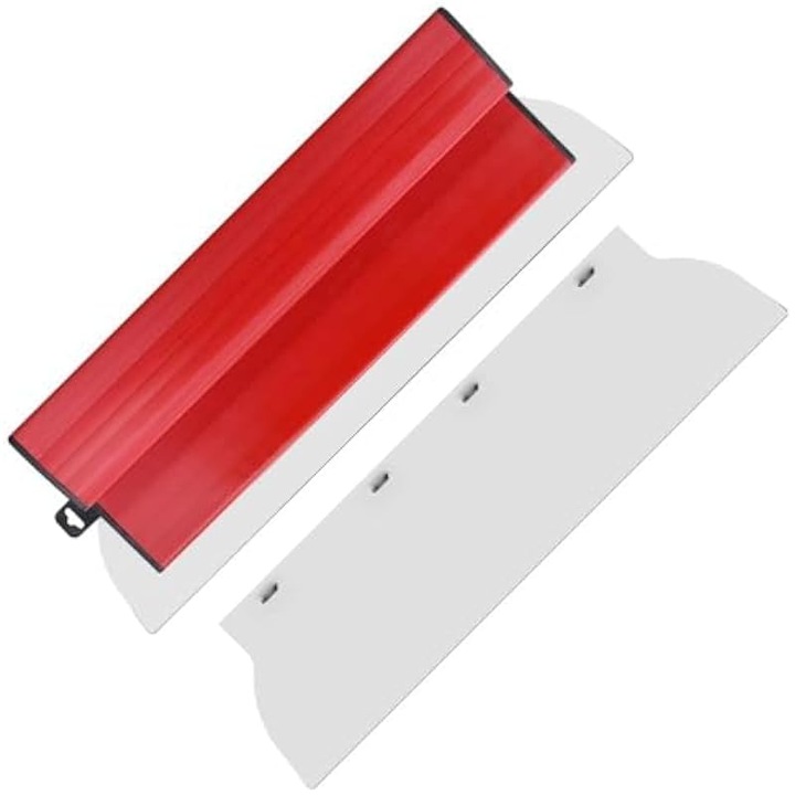 Spatula gletiera pentru spaclu si glet, lama inoxidabila schimbabila, maner ergonomic din plastic, include lame de schimb, rosu/alb, 40 cm