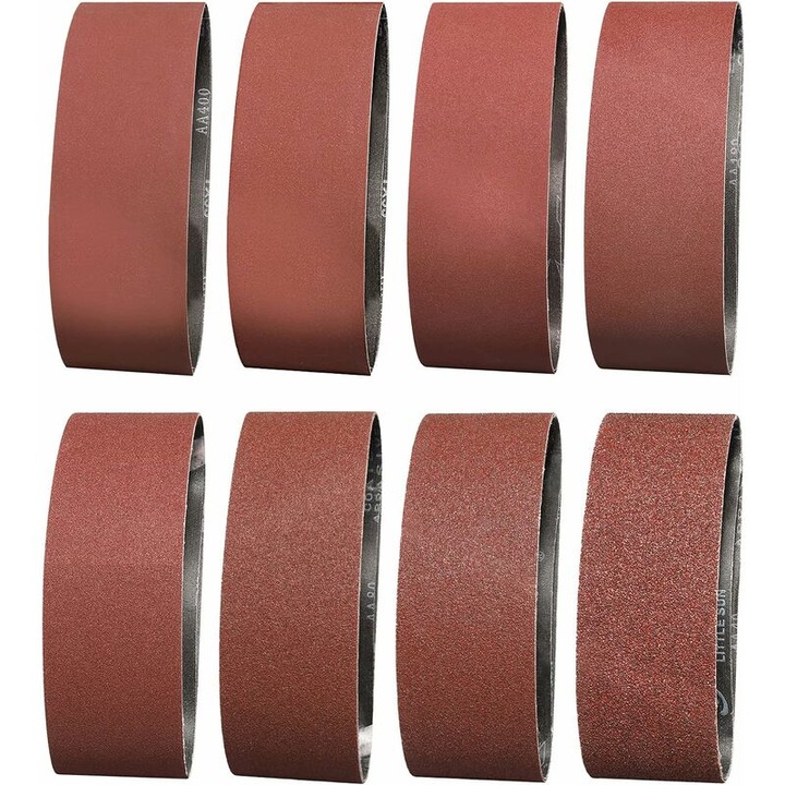 Banda abraziva 75x533 mm - Granulatie 2 x 40/60/80/120/180/240/320/400 Banda de slefuit pentru slefuire Gxk51-P, lustruire si indepartare a prafului, ideala pentru lemn (16 bucati)