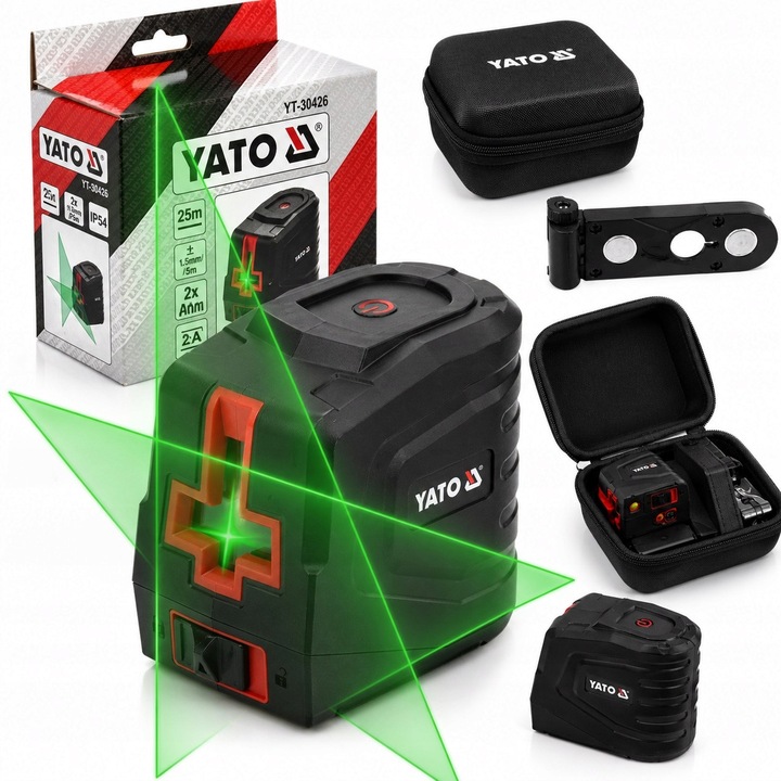 Laser verde incrucisat Yato YT-30426, auto-nivelant, 25m, 80x56x70mm
