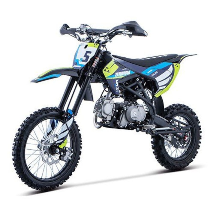 Motocicleta Pitbike Zuumav S5 125cc roti 17"/14" pornire Buton Albastru Negru
