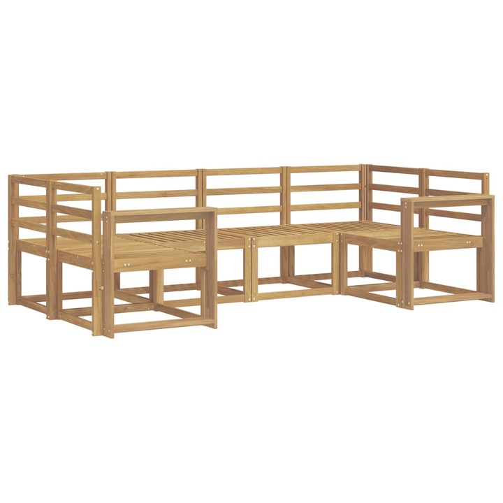 Set de canapele de exterior 6 pcs, vidaXL, Alb Lemn Solid de Acacia