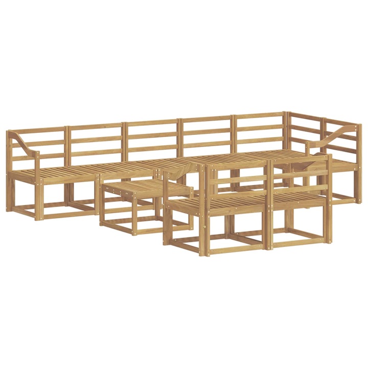 Set de canapele de exterior 9 pcs, vidaXL, Alb Lemn Solid de Acacia