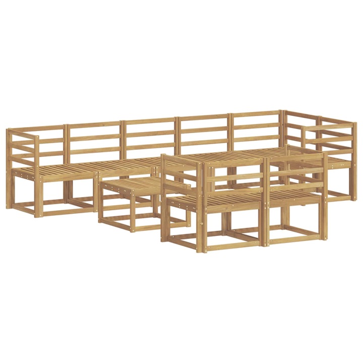 Set de canapele de exterior 9 pcs, vidaXL, Alb Lemn Solid de Acacia
