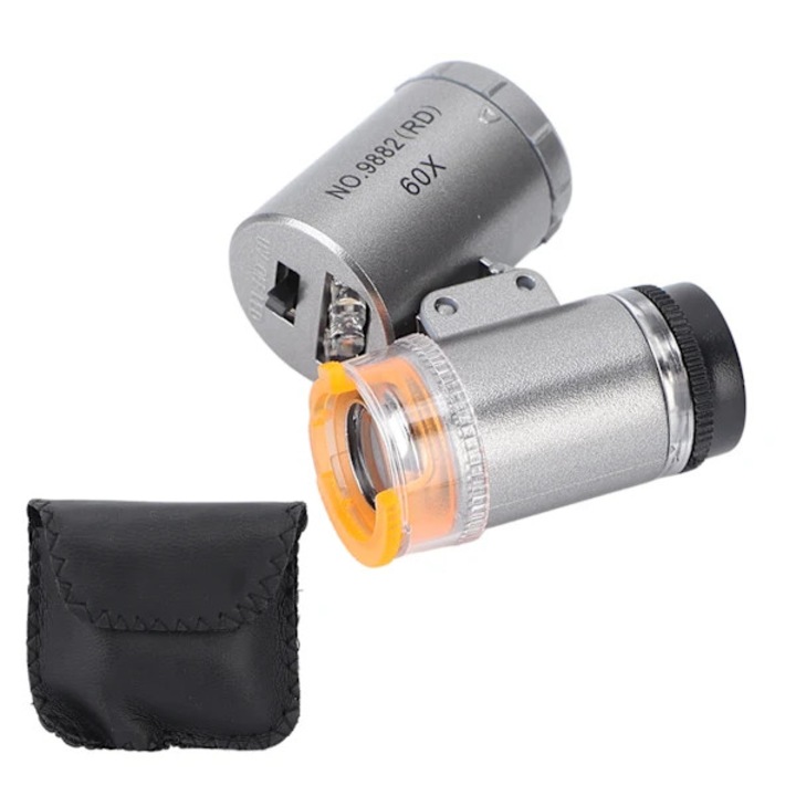 Джобен микроскоп 60X, LED и UV светлина, преносим, ABS, акрил