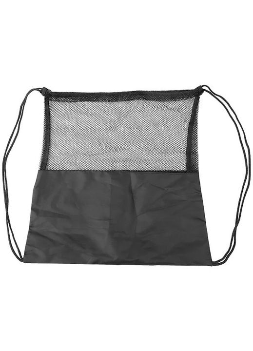 Oxford szövet hátizsák/zsák zsinórral, összecsukható, vastag zsinór, labdákhoz (futball/kosárlabda/röplabda), Fekete, 44x38 cm