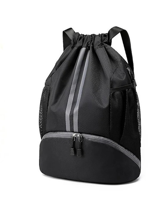 Rucsac sport impermeabil, mare, negru, 47x15x32cm, compartiment pentru incaltaminte, 6 buzunare, ajustabil
