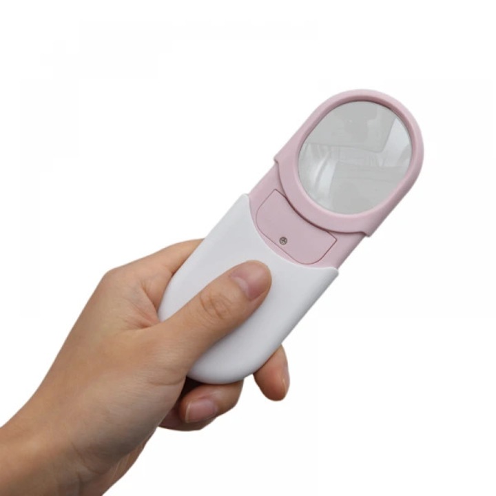 Lupa de mana, lupa portabila 10x, retractabila cu LED, lentila acrilica, carcasa ABS, Multicolor, 1 buc.