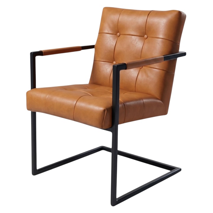 Scaun Arad, Piele Naturala, IDL Light Brown, 55cm x 65cm x 85cm