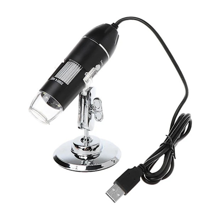 USB цифров микроскоп 1000X с LED осветление и черна метална стойка 11x3.3cm