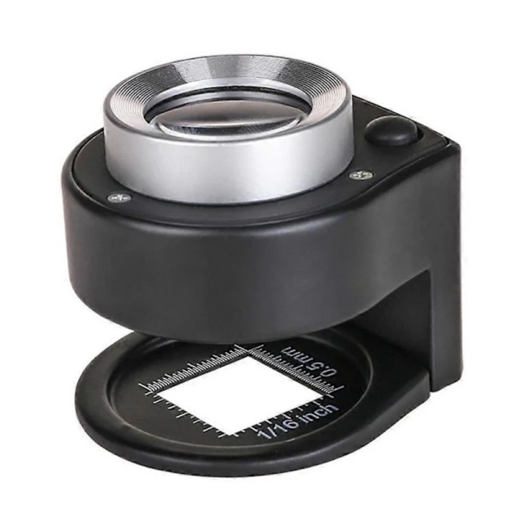 Lupa metalica pliabila 30X cu 6 LED-uri, lentila sticla optica, 60x52x51mm