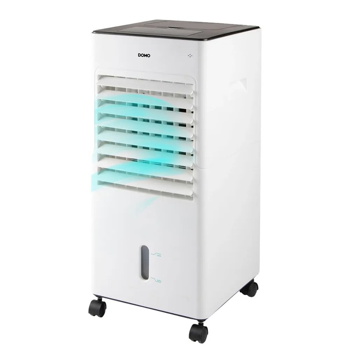 Racitor de aer 3in1 DOMO, Maxbreeze, 400 m³/h, capacitate rezervor detasabil 5 litri, compartiment pentru gheata, racire/ventilatie/umidificare, Normal mode, Natural mode, Sleep mode, 3 trepte de viteza, 3 moduri de ventilatie, timer 12h, alb
