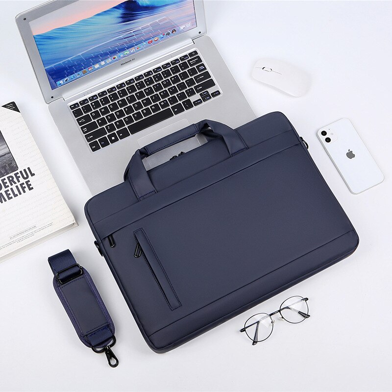 Geanta laptop business, Bytelike, geanta de mana, umar, crossbody, capacitate mare, husa protectie notebook, Albastru