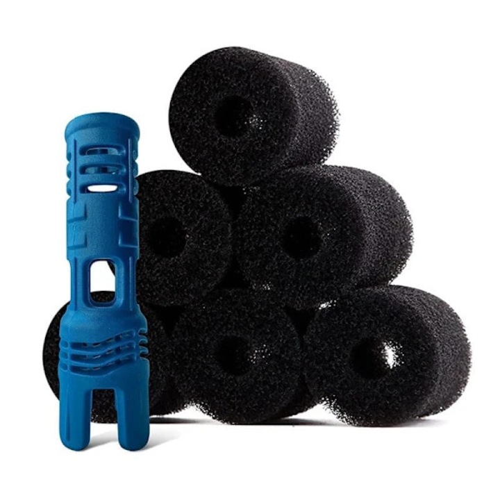 Set accesorii pentru curatare piscina, 1 curatator albastru TSP10, 6-12 bureti negri din bumbac