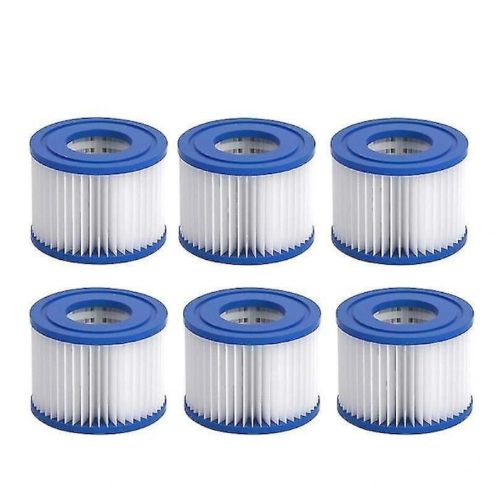 Szűrőbetét spa/medence, VI 58323 modell, kompatibilis Lay‑Z‑Spa / Wave Spa Atlantic, Pacific, Atlantic Plus, California, Rome, cserebetét, felfogja a szennyeződéseket, fehér/kék, 6 darab