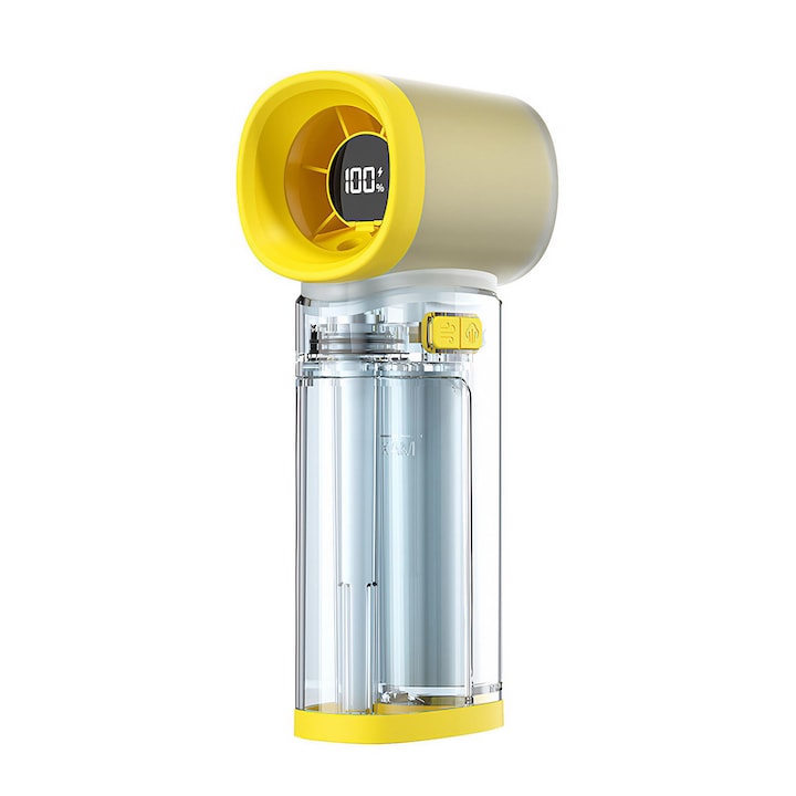 Hordozható újratölthető ventilátor, Aiorber, kézi, asztali, mini, nyak 100 fokozat, csendes, USB, 3000mAh akkumulátor 8 óra frissességért, LED digitális, 115°-ban összecsukható, fekete