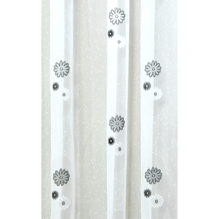 Fehér-szürke függöny 350x260cm M6 MASTEL modell, ráncolószalaggal készítve