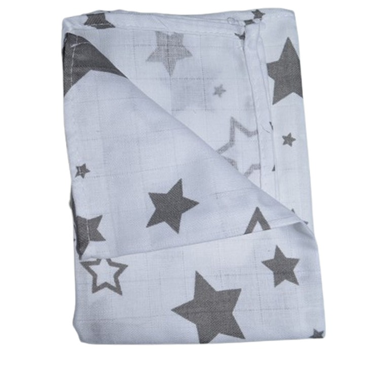 Paturica muselina din bumbac, 37 x 37 cm, pentru copii, Mini Junior, M1106A5, Alb